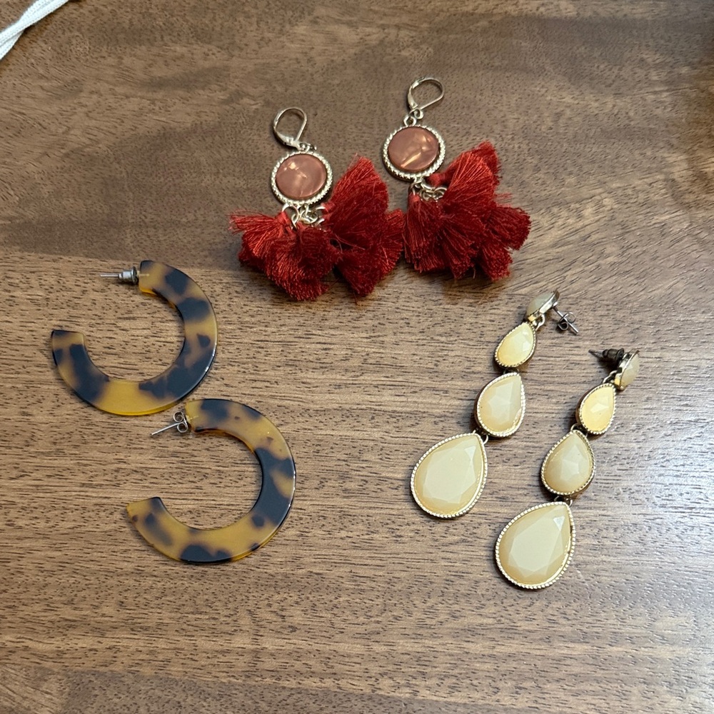 Stylish Earrings in Red, Yellow, and Brown